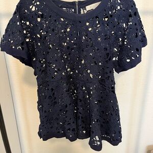Elegant Navy Lace Women's Top